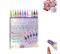 12 Colors Nail Art Pens Set Nail Polish Pens Graffiti Dotting Pen Point Liner Pen Drawing Painting for Nails Art Design Manicure Nail DIY Decoration