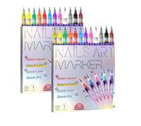 12 Colors Nail Art Pens Set,Nails Arts Markers for Gel Nail,3d Nails Polish Pens Graffiti Dotting Liner Pen,Suitable for Diy Nail Art Design and Nail Decoration (2PCS)