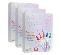 12 Colors Nail Art Pens Set Stylo Nail Art Graffiti Pen for DIY Nails Arts Nail Polish Pens Stylos Vernis À Ongles Pointes Fines 0.5 mm DIY Manucure Décoration Dotting Pen (36PC)