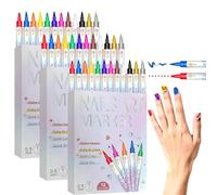 12 Colors Nail Art Pens Set Stylo Nail Art Graffiti Pen for DIY Nails Arts Nail Polish Pens Stylos Vernis À Ongles Pointes Fines 0.5 mm DIY Manucure Décoration Dotting Pen