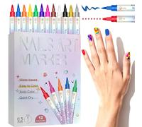 12 Colors Nail Art Pens Set, Upgrade Double Head Nail Art Markers for Gel Nails, Quick Dry DIY Graffiti Dotting Point Liner Pens, 3D Nail Polish Pens for Painting, Nails Art Drawing Tool (1pc-A)