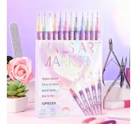12 Colors Nail Arts Pens Set - 0.5mm Nail Arts Markers, Stylos Vernis À Ongles 3D, StyloNailart Ongle, Waterproof Manicure Painting NailsPens Polish Kit Pour La Peinture, Ongles Outil De Dessin D'art