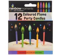 12 Coloured - Flame Party Candles