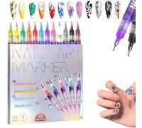 12 Colours Nail Art Graffiti Pen,Stylo Nail Art 3D Ongles Polish Pen for Children Enfant,Fine Tip Nail Polish Pens, 0.5 Mm,DIY Manicure Decoration Dotting Pen,Pinceau Nailart Ongles