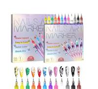 12 Colours Nail Art Graffiti Pen,Stylo Nail Art 3D Ongles Polish Pen for Children Enfant,Fine Tip Nail Polish Pens, 0.5 Mm,DIY Manicure Decoration Dotting Pen,Pinceau Nailart Ongles