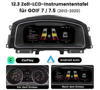 12.combiné d'instruments de bord numérique 3 pouces pour VW Golf 7/7.5 (2013-2020) - Tachymètre Plug & Play avec CarPlay, Android Auto & commandes au volant
