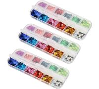 12 Compartiments Nail Art Sticker, Nail Design Tools Kit Colorful Nail Sequins Nail Glitter Sequins Nail Foil Flakes Nail Art Rhinestones For Diy Nail Art Decorations