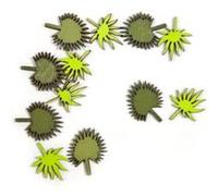 12 confettis bois feuilles tropicales 1.9x1.6cm - hobi dek0688 Vert G