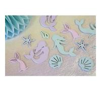 12 confettis bois sirène coquillages 3x3.5cm - hobi dek0723 Multicolore