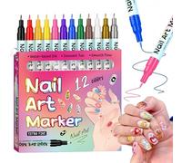 12 Couleurs 3D Stylo Nail Art Graffiti Pen, 0,5mm Stylo Vernis à Ongles Pointes Fines, DIY Manucure Décoration Dotting Pen Beauté Orner Outils de Manucure, séchage rapide
