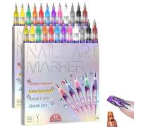 12 couleurs 3d stylo nail art graffiti pen, 0,5mm Stylo Vernis à Ongles Pointes Fines, DIY Manucure Décoration Dotting Pen,Nail Art Graffiti Pens, stylo nail art enfant (A-2PCS)