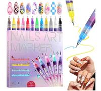 12 Couleurs 3D Stylo Nail Art Graffiti Pen, 0,5mm Stylo Vernis à Ongles Pointes Fines,DIY Manucure Décoration Dotting Pen,Stylos à Vernis à Ongles 3D pour la Peinture,Graffiti Pointillé Dessin Liner