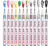 12 Couleurs 3d Stylo Nail Art Graffiti Pen, Owelth Stylo Vernis À Ongles Pointes Fines, Diy Manucure Décoration Dotting Pen Beauté Orner Outils De Manucure Pour Halloween Noë