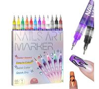 12 Couleurs 3D Stylo Nail Art Graffiti Pen - Stylo Vernis à Ongles 0.5mm à Pointe Fine - Kit DIY pour Décorations de Manucure (Points, Lignes, Dessins) - Outil Professionnel et Loisir Créatif