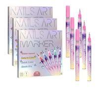 12 Couleurs 3D Stylo Nail Art Pen, Stylos de Dessin Glitter Graffiti, DIY Manucure Décoration Dotting Pen Beauté Orner Outils de Manucure pour Halloween Noë (3 set)