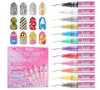 12 couleurs 3D Stylo Nail Art Set, Kalolary Pointe d'ongle Stylo Nail Art, Stylo de Graffiti pour Pointes Pinceau pour Nail Art DIY, Beauté, Bijoux, Outils de Manucure (Multicolore I)