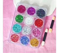 12 Couleurs Body Glitter Gel, Paillettes de visage, Body Gel paillettes Shimmer liquide fard à paupières, Paillettes Chunky Holographique Laser poudre Festival Glitter