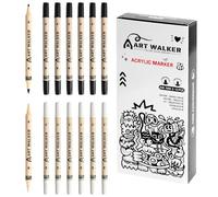 12 Couleurs Feutre Acrylique, Marqueur Acrylique, Acrylic Paint Brush Marker, Marqueur Peinture Acrylique Pinceau pour Papier, Verre, Galet, Métal, Plastique, Bois, Céramique, Textile (Noir & Blanc)