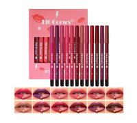 12 Couleurs Matte Lip Liner Pencil Set,Rouge à lèvres velours mat crémeux,Fit Colors Long Lasting Waterproof Smooth