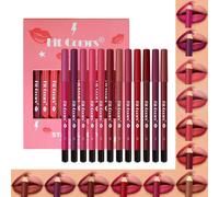 12 Couleurs Matte Lip Liner Pencil Set,Rouge À Lèvres Velours Mat Crémeux,Kit De Maquillage Pour Les Lèvres En Une Étape,Fit Colors Long Lasting Waterproof Smooth High Pigmented Lip Makeup