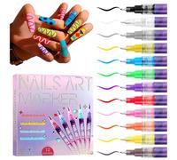 12 couleurs Nail Art Stylos Set 2025 Mise à niveau rapide séchage 3D marqueurs de vernis à ongles pour ongles en gel 0,5 mm Fine pointe pointillage stylos à ongles pour bricolage Nail Art