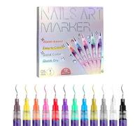 12 couleurs Nail Art Stylos Set, 2025 nouveaux marqueurs d'art des ongles pour ongles en gel, marqueurs stylo polonais pour ongles 3D Art bricolage beauté orner outils de manicure (1set)