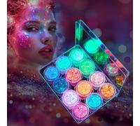 12 Couleurs Paillettes, Lumineuse Paillettes Gel Paillettes Visage Paillettes Maquillage Paillettes Cheveux pour Carnaval, Noël, Maquillage de fête Masquée