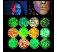 12 Couleurs Paillettes Visage Festival,Lumineuse Paillettes Gel, Accessoire Festival Paillette Festival, Paillettes Festival Paillettes Fluorescentes pour Ongles Cheveux Lèvres Corps Fête Habiller