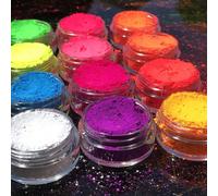 12 couleurs Pigment mat Néon Fluorescent Phosphorescent Poussière brillante sous lumière UV Colorant pour savon, bougie, résine époxy, perle, bijoux et artisanat DIY Pierre de marbre