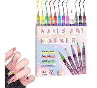 12 Couleurs Pinceaux Nail Art,DIY Graffiti Pinceau Nail Art Ongles,Deco Ongle Nail Art Cadeaux Du Nouvel an 2026, Marqueur à Ongles Gel,Stylo à Points Graffiti à Séchage Rapide Pour Femme (B 1PCS)