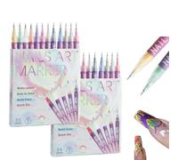 12 Couleurs Pour Nail 3D, Lot De 2 Stylos De 12 Colors Art Pens Set, Outils De Art Des Ongles Pour Graffiti, Pointillés, Peinture, Bricolage, 24PCS Nails Doodle Pen For DIY Nail, Design, Quick D