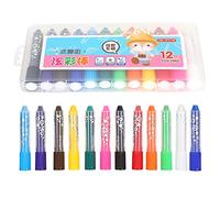 12 couleurs Silky Crayon Set Coloré Rotatif Soluble Dans L'huile Peinture Bâton Non Toxique Lavable Avec Pinceau pour Enfants et Enfants
