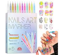 12 Couleurs Stylo 3D Nail Art Kit, 2026 nouveaux marqueurs pour nail art, 0,5mm Stylo Vernis à Ongles Pointes Fines, DIY Manucure Décoration Dotting Pen,Pinceau Nailart Ongles