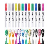 12 couleurs stylo graffiti ongles acrylique fleur rayures dessin gel stylo outils J8u4 graffiti lignes abstraites dessin pinceau multicolore fine accessoires de dessin pointe outil pointe ongle ti
