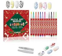 12 Couleurs Stylo Nail Art Enfant,Stylo Pour Ongles Nail Art,0,5 MM Nails Arts Graffiti Pens For Children Enfant,DIY Manucure DéCoration Dotting Pen (B)