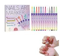 12 Couleurs Stylo Nail Art Graffiti Pen,De Couleur Pour Nailart 3D Stylo Vernis À Ongles Diy Manucure Décoration Dotting Pen Pour La Maison Le Salon Graffiti (A)