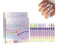 12 Couleurs Stylo Nail Art Graffiti Pen,DIY Manicure Decoration Dotting Pen,3D Ongles Polish Pen for Children Enfant,Nail Art Marker (2 Sets)