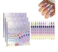 12 Couleurs Stylo Nail Art Graffiti Pen,DIY Manicure Decoration Dotting Pen,3D Ongles Polish Pen for Children Enfant,Nail Art Marker (3 Sets)