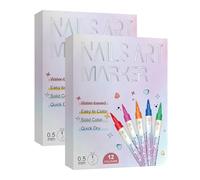 12 Couleurs Stylo Nail Art Graffiti Pen,Marqueurs 3D - Outils de nailart,DIY Manucure Décoration Dotting Pen,3D Nail Polish Pens for Painting (2set)