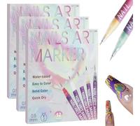 12 Couleurs Stylo Nail Art Graffiti Pen,Marqueurs De Nail Art For Ongles En Gel,Marqueur à Ongles Gel, Imperméable,Stylo à Points Graffiti à Séchage Rapide, Stylo à Vernis à Ongles 3d