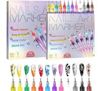 12 Couleurs Stylo Nail Art Graffiti Pen,Stylo Nail Art 3D Ongles Polish Pen for Enfant,DIY Manicure Decoration Dotting Pen,Fine Tip Nail Polish Pens,0.5 Mm,Pinceau Nailart Ongles (1PC)