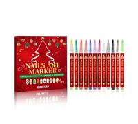12 Couleurs Stylo Nail Art Graffiti Pen,Stylo Vernis à Ongles 3d Enfant,Nail Art Markers for Dotting, Liner & Painting,0.5mm DIY Quick Dry Nails Arts Graffiti Pens for Chrismas