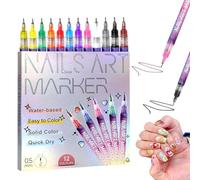 12 Couleurs Stylo Nail Art Graffiti Pen,Stylo Vernis à Ongles 3d Enfant,Stylo Nail Art Ongle,0,5 Mm,DIY Manucure Décoration Dotting Pen,Nails Arts Graffiti Pens (1 Set)