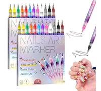12 Couleurs Stylo Nail Art Graffiti Pen,Stylo Vernis à Ongles 3d Enfant,Stylo Nail Art Ongle,0,5 Mm,DIY Manucure Décoration Dotting Pen,Nails Arts Graffiti Pens (2 Set)