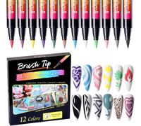 12 Couleurs Stylo Nail Art Graffiti Pen,Stylo Vernis À Ongles Diy Manucure Décoration Dotting Pen Pour La Maison Le Salon Manucure,Stylo French Manucure,Halloween Noël