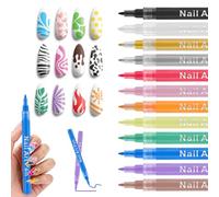 12 Couleurs Stylo Nail Art Graffiti Pen, Stylos 3D Étanches Vernis à Ongles, 0,7 mm DIY Manucure Décoration Dotting Pen, Beauté Orner Outils de Manucure Outils de Nail art pour Graffiti (12 Couleurs)