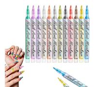 12 Couleurs Stylo Nail Art Professionnel - Marqueur de Peinture Acrylique 0.7mm à Séchage Rapide pour Dessin d‘Ongles Précis - Kit de Stylos Vernis à Ongles pour Manucure DIY, Salon et Cadeau Créatif