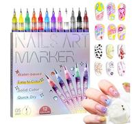 12 Couleurs Stylo Nail Art Professionnel, Stylo Vernis à Ongles 3d Enfant, Kit Stylo Vernis à Ongles avec Pointe Ultra, Fine 0.5mm pour Dessin Précis, Pointillage et Décoration 3D (1 PCS)