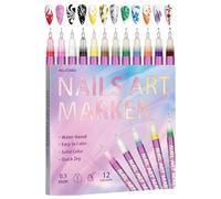 12 Couleurs Stylo Nails Art Graffitis Pen, Stylo Nails Art Ongles 3D, Nail Arts Graffitis Pen, 0,5MM, DIY Manucure Décoration Dotting Pens,Waterproof and Quick-drying, for DIY Nail Arts Design
