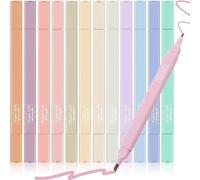 12 Couleurs Surligneur Pastel(Double Pointes) Highlighter Pen¿Surligneurs Pastels Pour Office School Supplies[Z962]